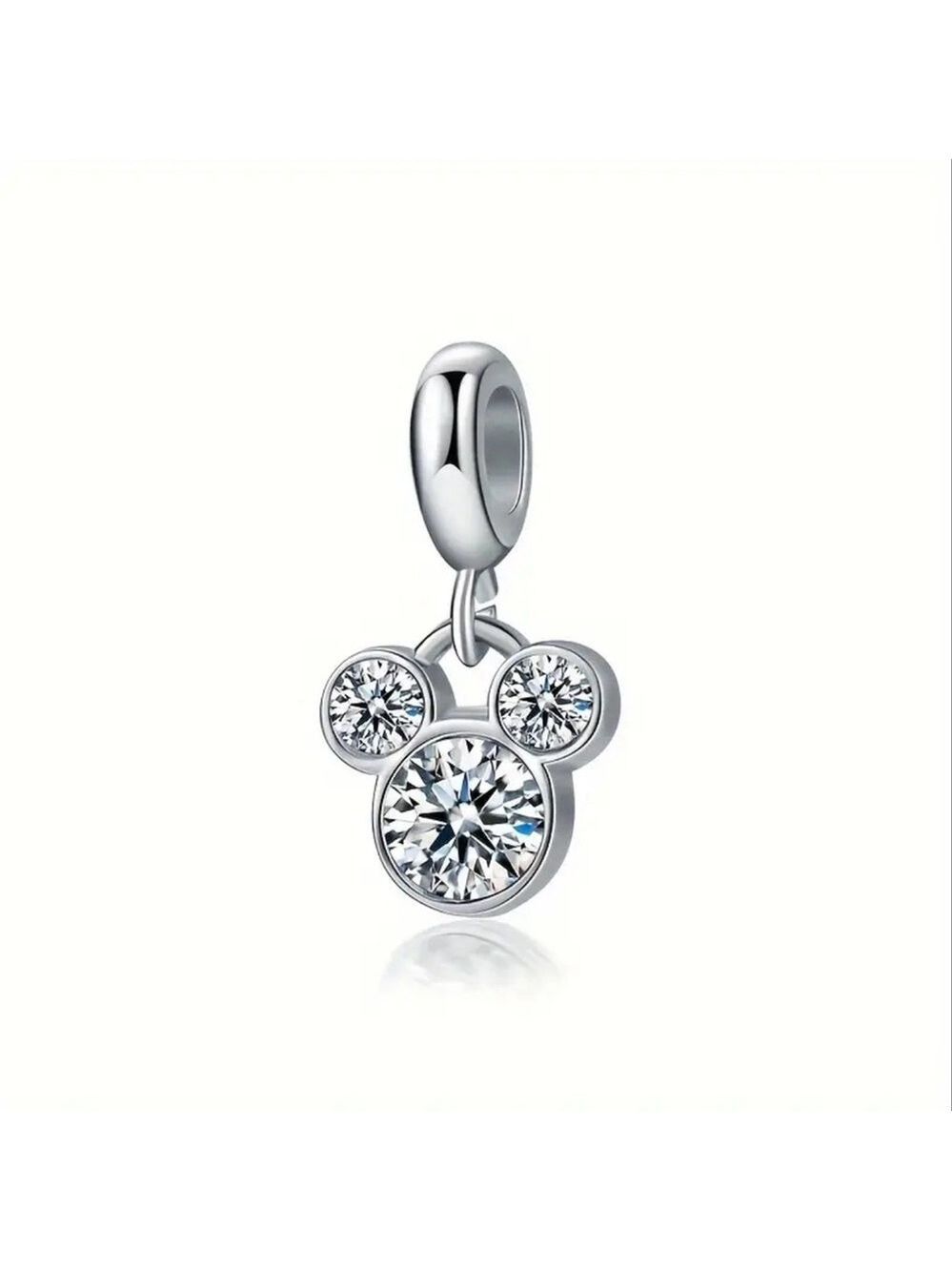 New Silver Sparkly Mickey Mouse CZ Charm Bracelet Bead